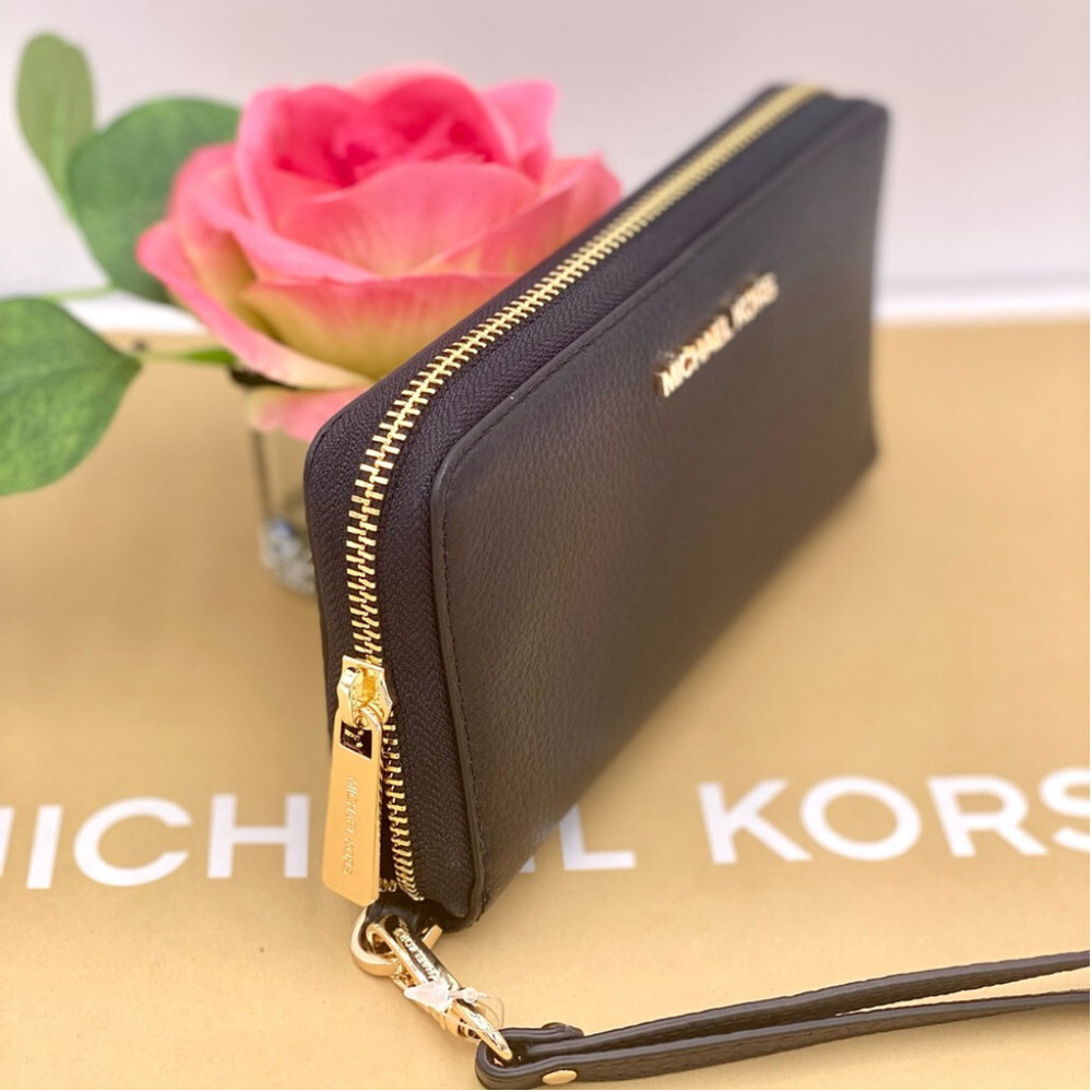 Michael Kors Jet Set Travel Wallet Phone Case Wristlet Black - Picture 4 of 10
